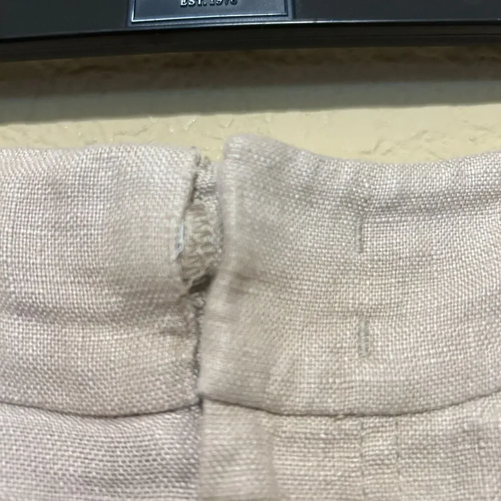 Free People Chelsea Shorts Womens 8 Sand Beige 100% Linen Pleated Revolve